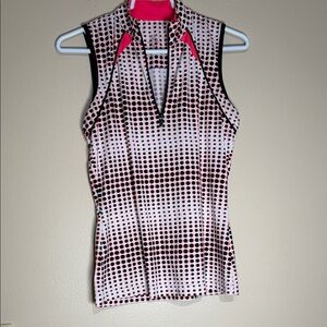 Tail white label Pink and Black Dot-Print Polo Tank Top